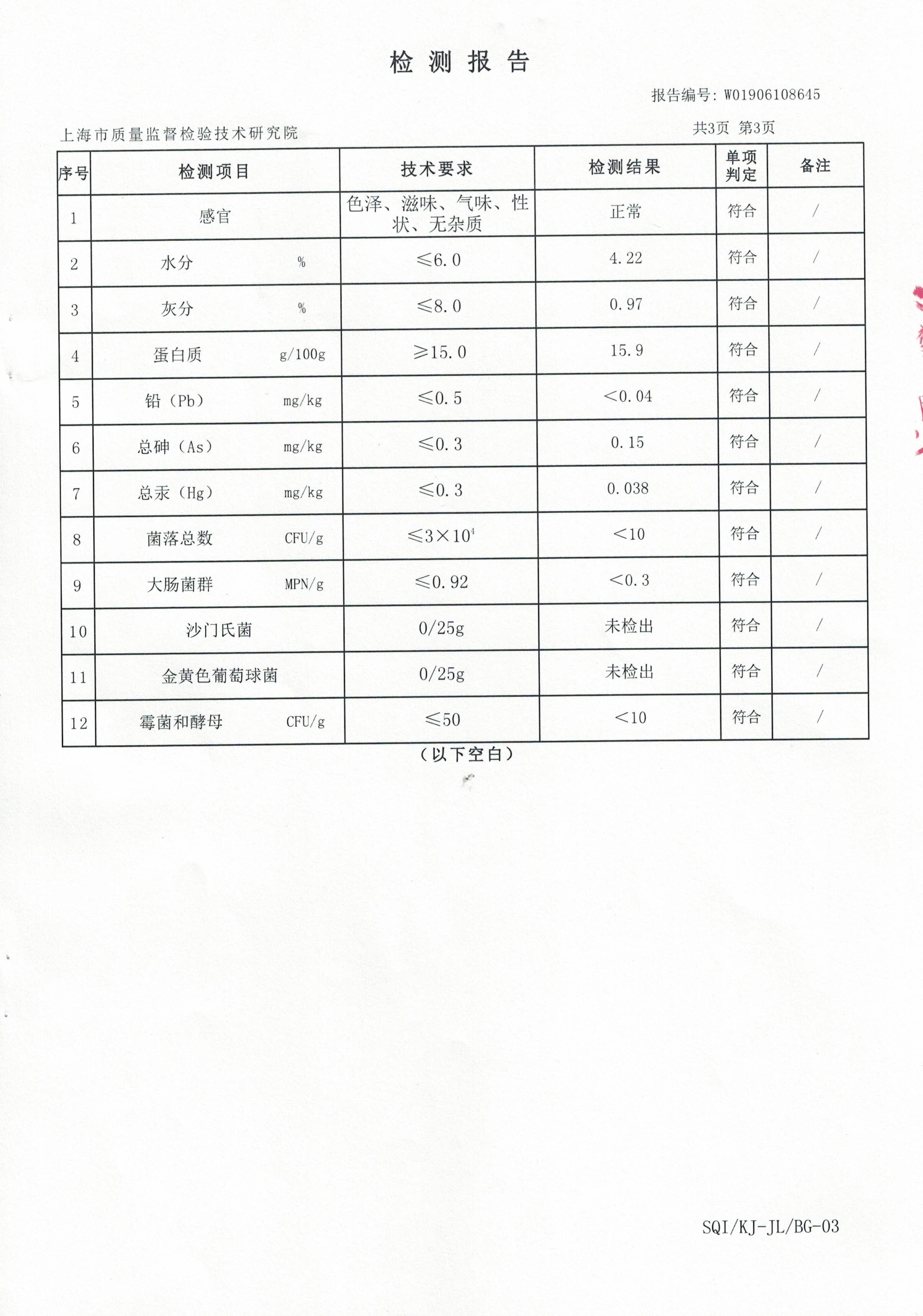 2019年菇新破壁靈芝孢子粉顆粒 重金屬含量檢測(cè)報(bào)告